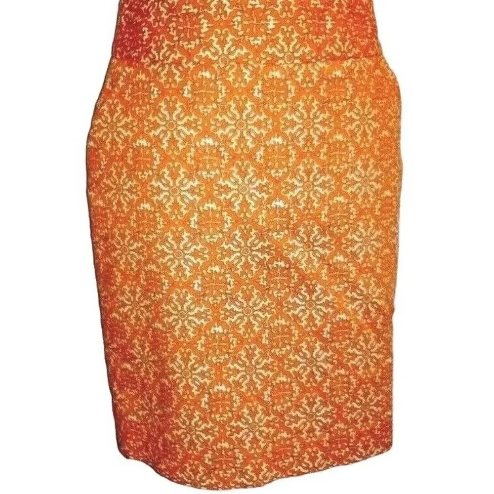 Rafaella Petite Womens Pencil Skirt Size 6P Orange White